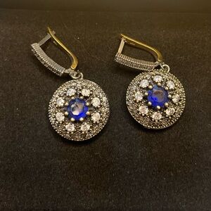 Vintage Turkish sterling silver and rhinestone earrings.